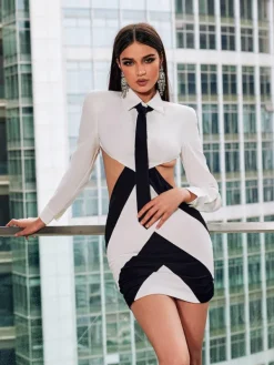 Dresses | Mini Dresses*Mew Mews Fashion Wambach Folded Collar Cutout Mini Dress