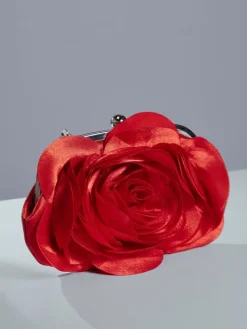 Bags*Mew Mews Fashion Wells Red Flower Satin Clutch