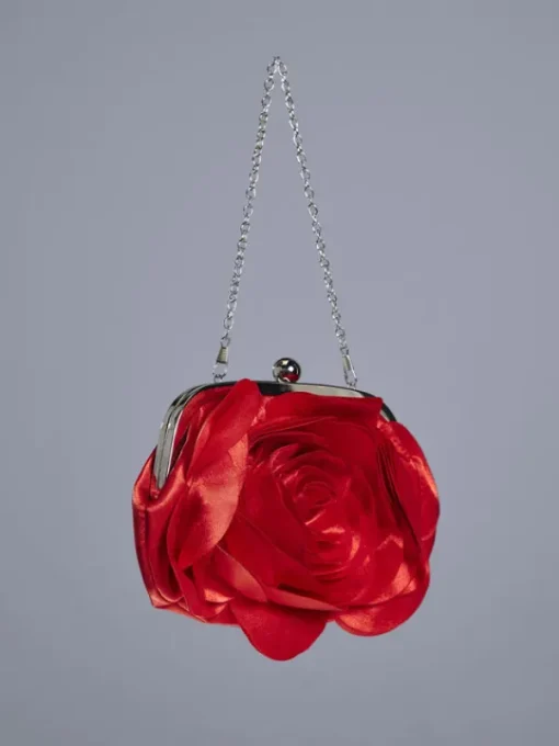 Bags*Mew Mews Fashion Wells Red Flower Satin Clutch