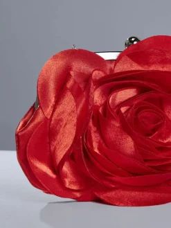 Bags*Mew Mews Fashion Wells Red Flower Satin Clutch