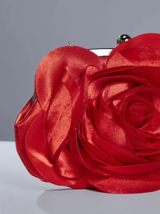 Bags*Mew Mews Fashion Wells Red Flower Satin Clutch