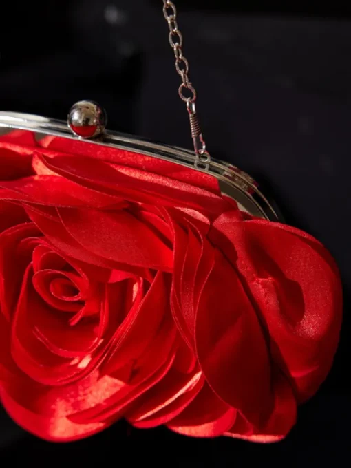 Bags*Mew Mews Fashion Wells Red Flower Satin Clutch