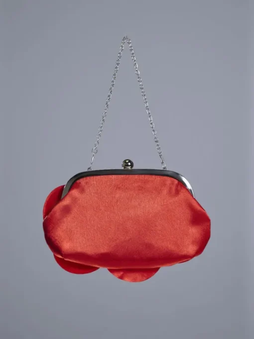 Bags*Mew Mews Fashion Wells Red Flower Satin Clutch