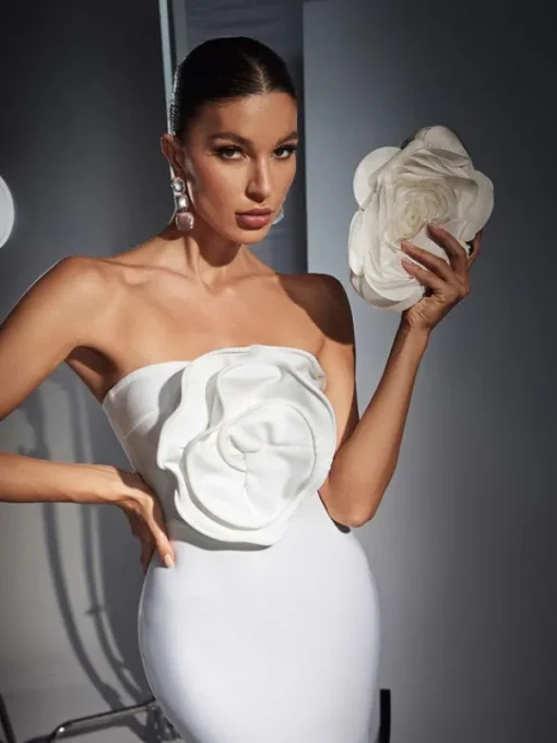 Bags*Mew Mews Fashion Wells White Flower Satin Clutch