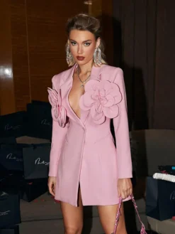 Dresses | Mini Dresses*Mew Mews Fashion Wiwi Flower Embellished Blazer Dress