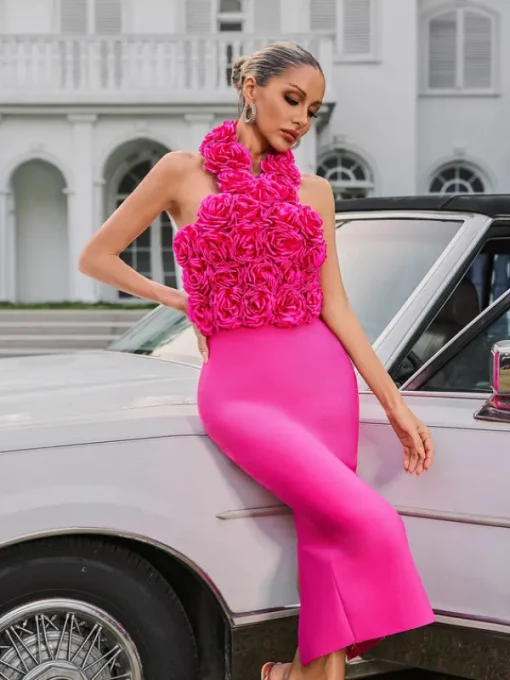 Dresses | Midi Dresses*Bandage Wryssa Halterneck Flower Midi Dress