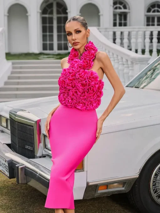 Dresses | Midi Dresses*Bandage Wryssa Halterneck Flower Midi Dress