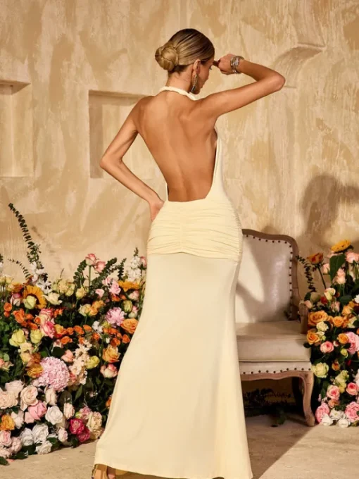 Dresses | Maxi Dresses*Mew Mews Fashion Wyxara Plunge Neck Ruched Split Maxi Dress