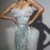 Dresses | Maxi Dresses*Jiu Bajia O/S Xaelthar Strapless Rhinestone Tulle Maxi Dress In White