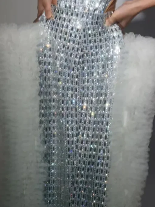 Dresses | Maxi Dresses*Jiu Bajia O/S Xaelthar Strapless Rhinestone Tulle Maxi Dress In White