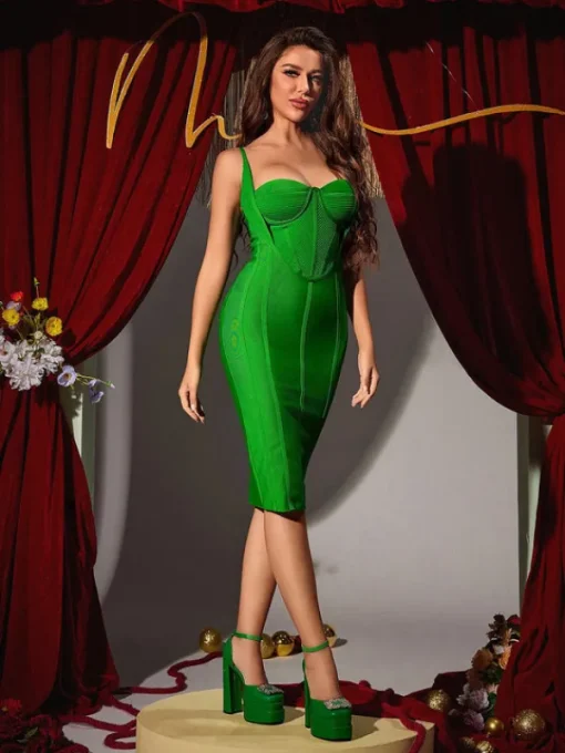 Dresses | Midi Dresses*Bandage Xochitl Spaghetti Midi Dress In Green