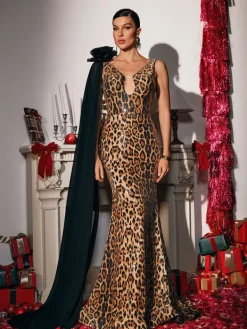 Dresses | Maxi Dresses*Mew Mews Fashion Yenphan Leopard Sequin Maxi Dress