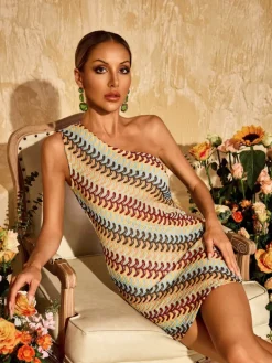 Dresses | Mini Dresses*Mew Mews Fashion Yvoryth One Shoulder Knitted Mini Dress