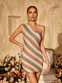 Dresses | Mini Dresses*Mew Mews Fashion Yvoryth One Shoulder Knitted Mini Dress