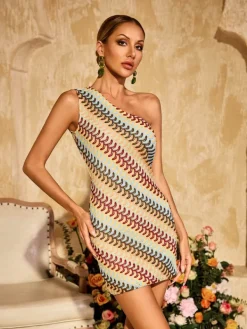 Dresses | Mini Dresses*Mew Mews Fashion Yvoryth One Shoulder Knitted Mini Dress