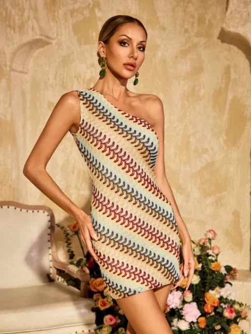 Dresses | Mini Dresses*Mew Mews Fashion Yvoryth One Shoulder Knitted Mini Dress