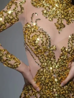 Bodysuits | Tops*Jiu Bajia O/S Zoravell Sequin Mesh Bodysuit In Gold